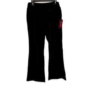 Vtg Barbara Lesser Knit Pants Womens XL Black Jersey Elastic Waist Stretch Flare